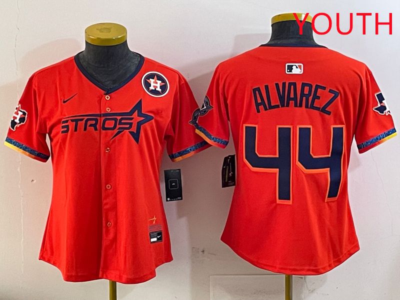 Youth Houston Astros 44 Alvarez Orange Fourth generation Joint Name Nike 2025 MLB Jersey style 6